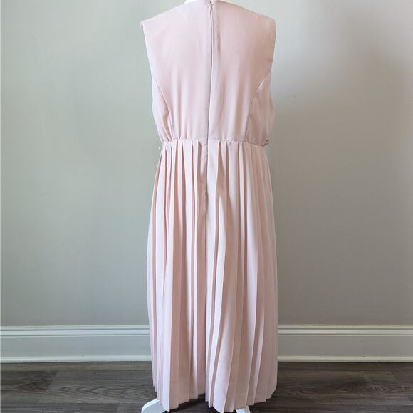 ASOS Maternity Blush Pink Midi Sleeveless Pleated Overlay Formal Dress Size 8 - Picture 4 of 9